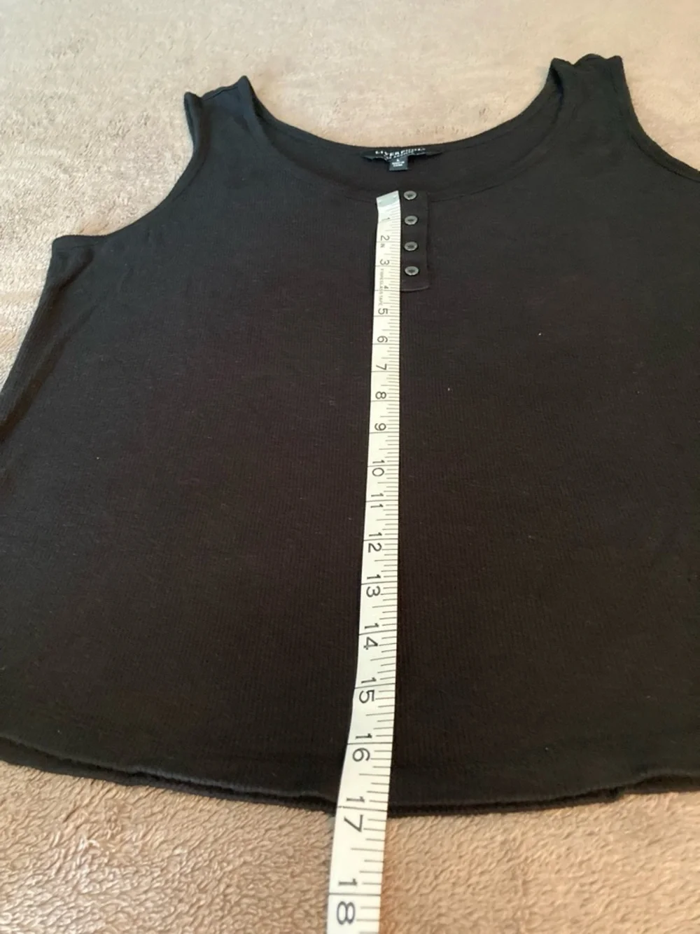 Liverpool Black Ribbed Button-Front Tank - Picture 6 of 8